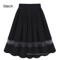 Europe fall black chiffon elastic waist long skirt plus size dress women skirts